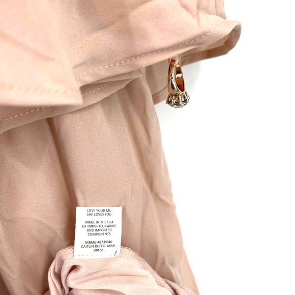 Show Me Your MuMu Caitlin Ruffle Maxi Dress Dusty Blush Crisp Large NWT - Picture 8 of 11